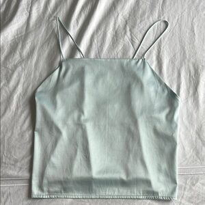 Zara Light Pastel Blue Fitted Crop Blouse Tank